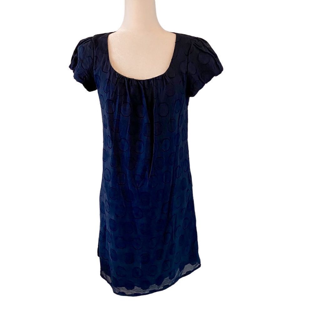Apostrophe Womens Cotton Dress Geometic Pattern Puff  Short Sleeves SZ 2 NWT